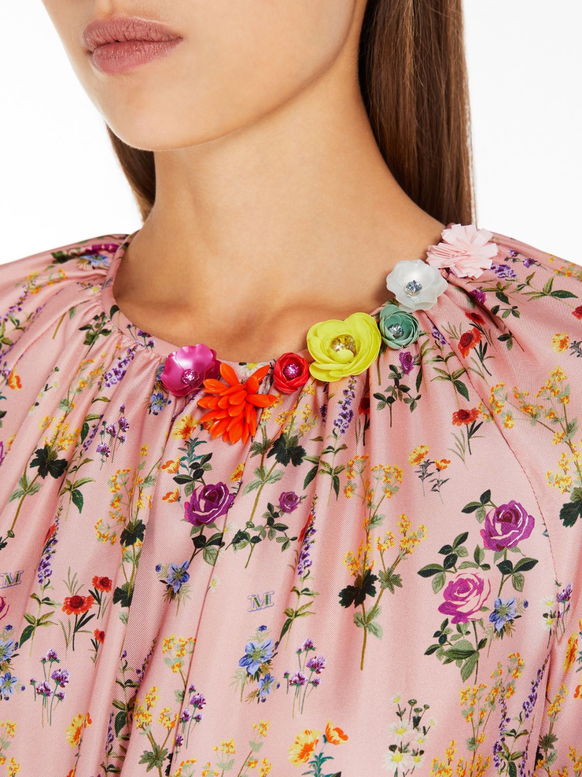 Long printed silk dress