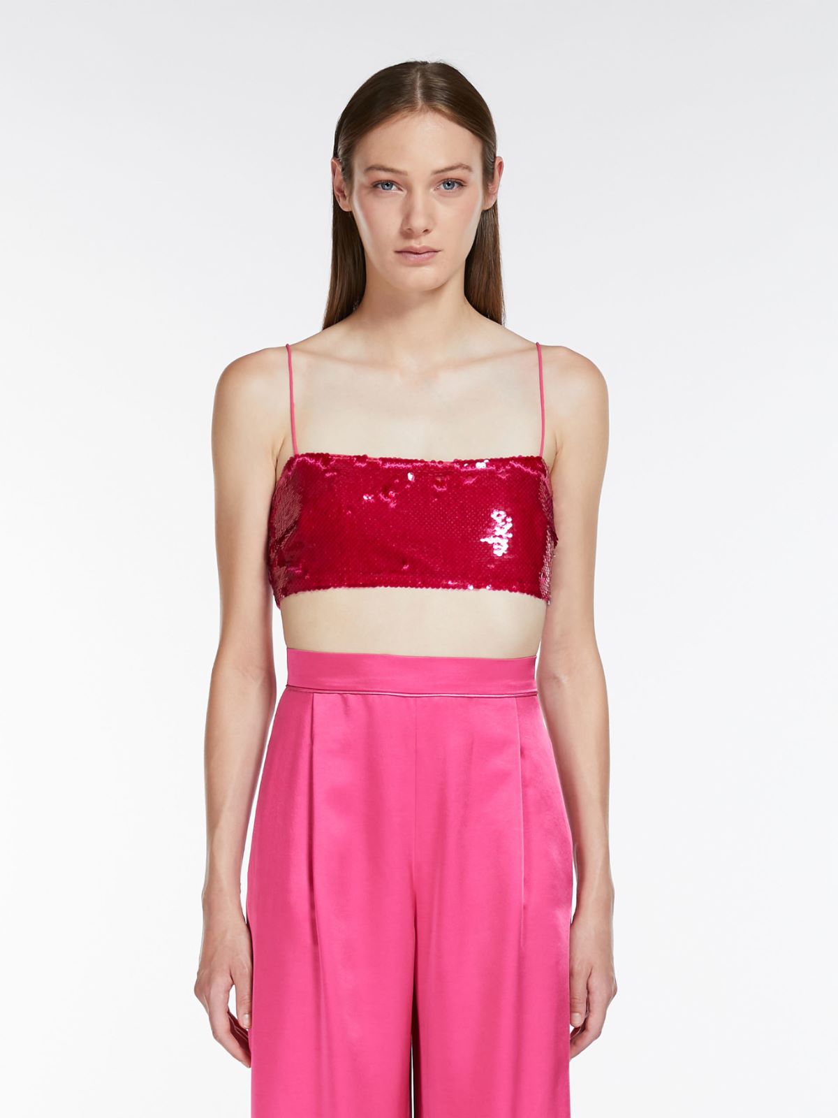 Georgette crop top with sequins