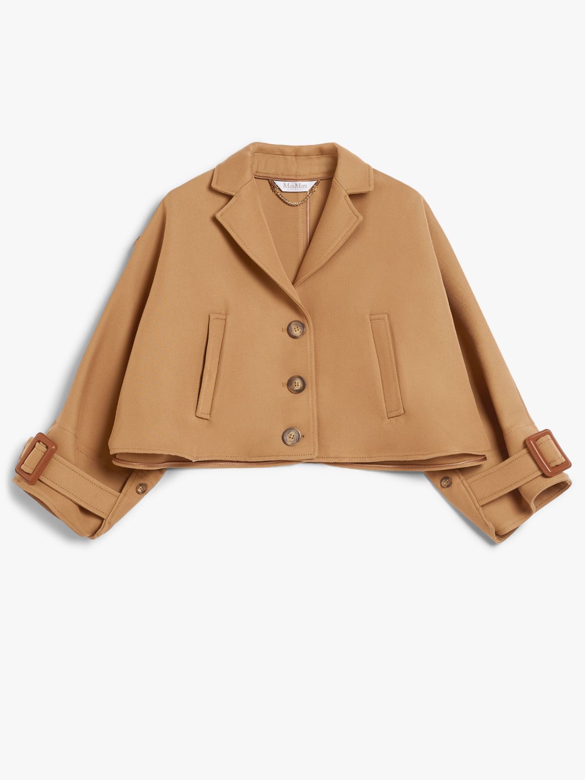 Wool and cotton trench-style cape