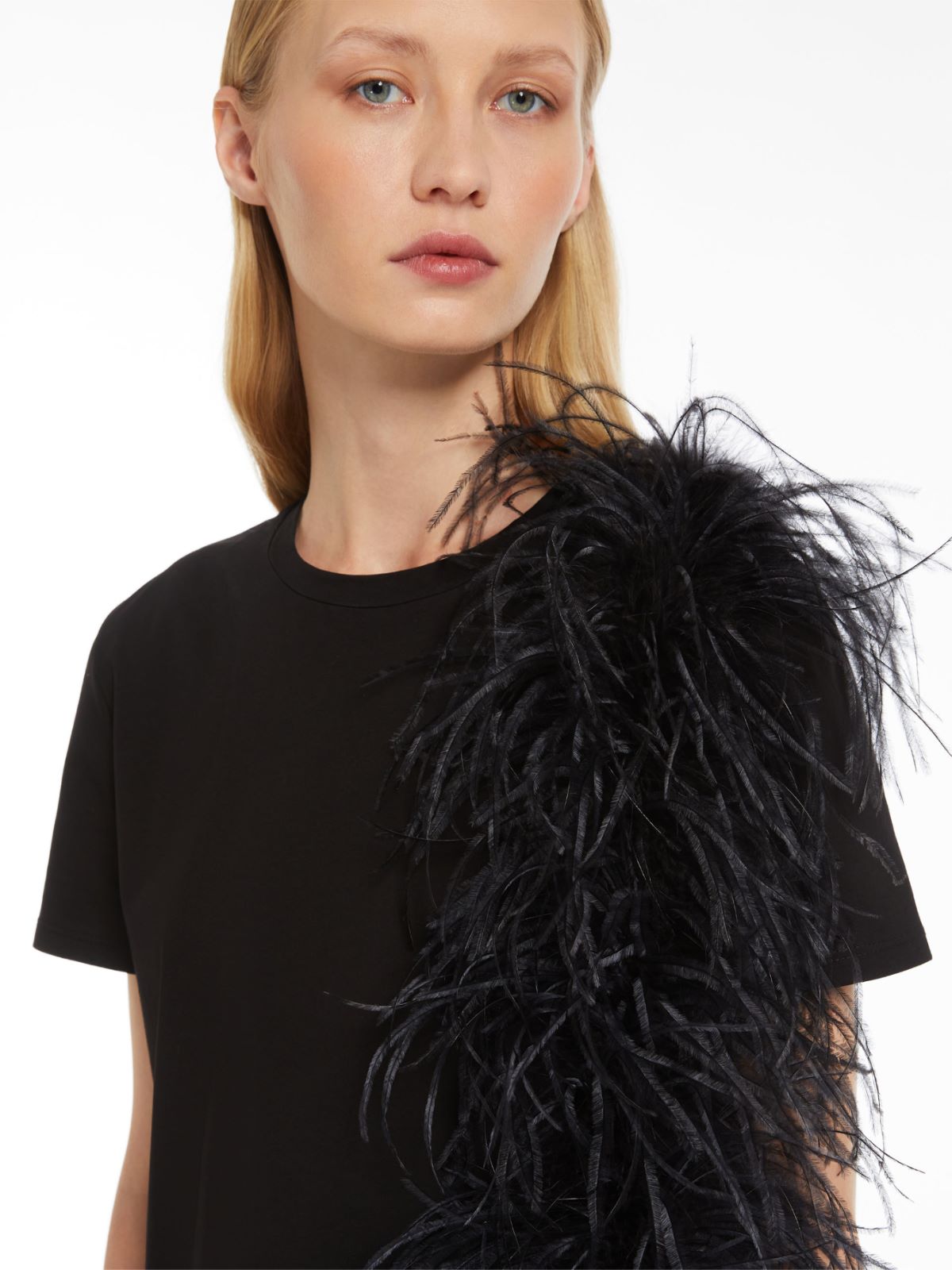 Feather-detail jersey T-shirt