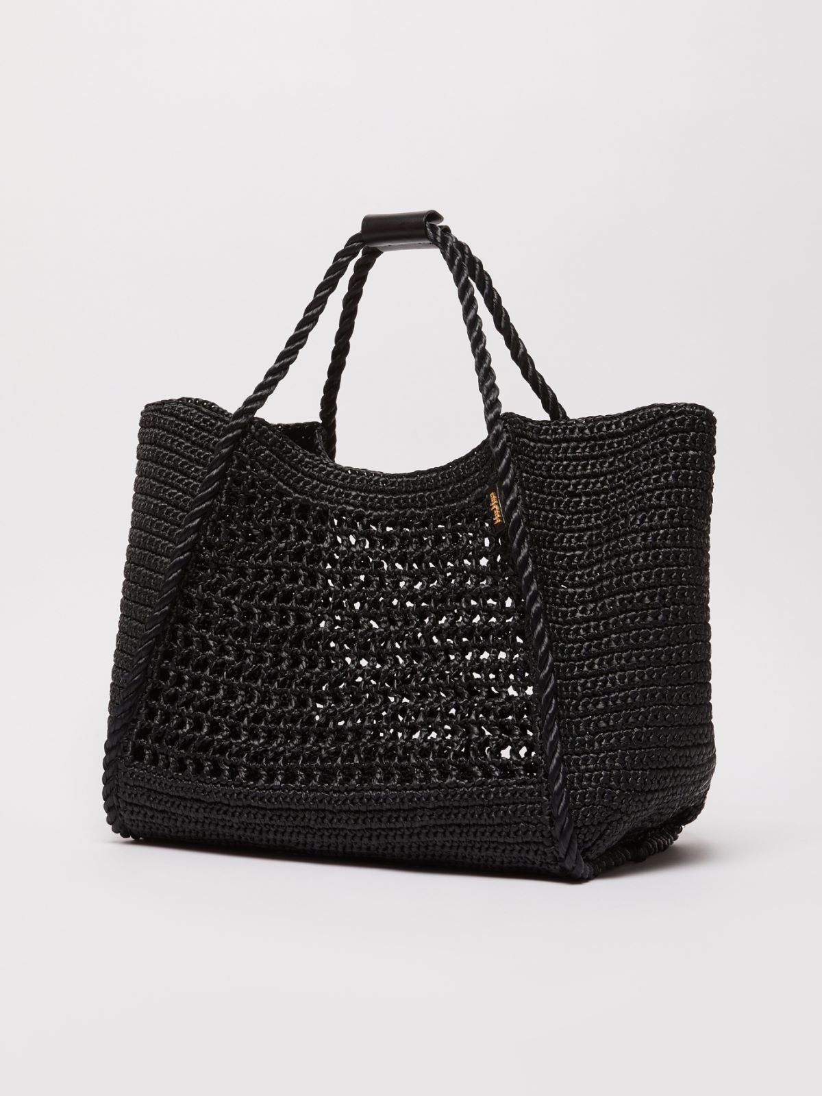 Raffia-effect fabric medium Marine bag