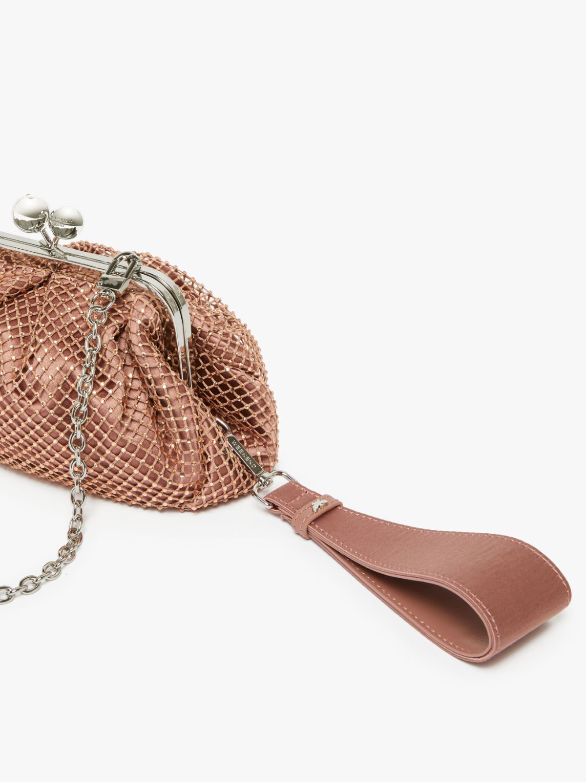 Small Pasticcino Bag in mesh and rhinestones