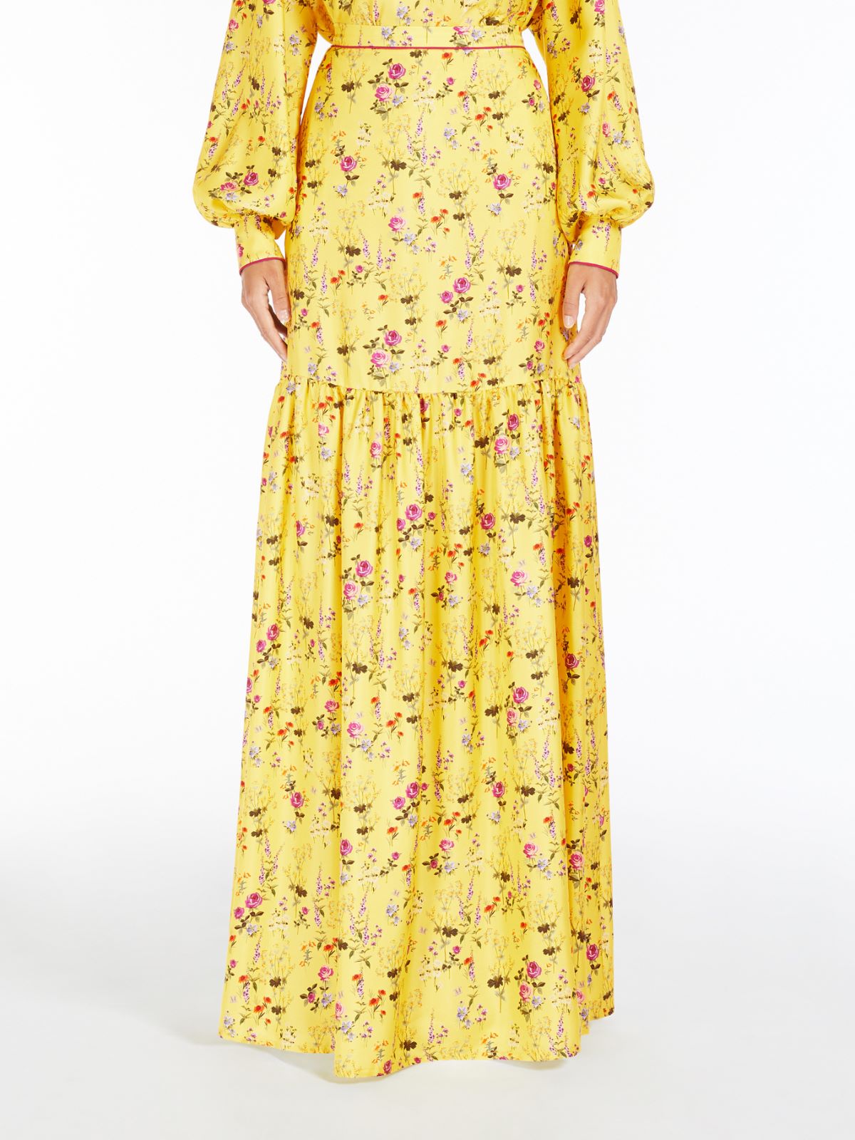 Long printed silk skirt