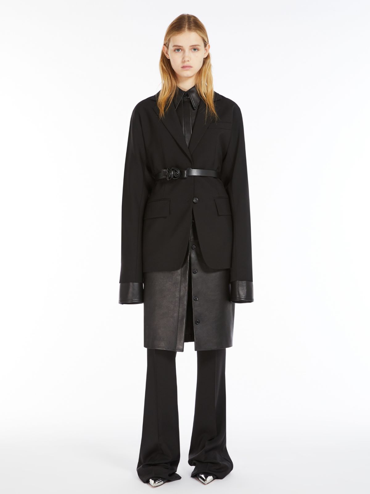 Rose-decorated Nappa leather belt