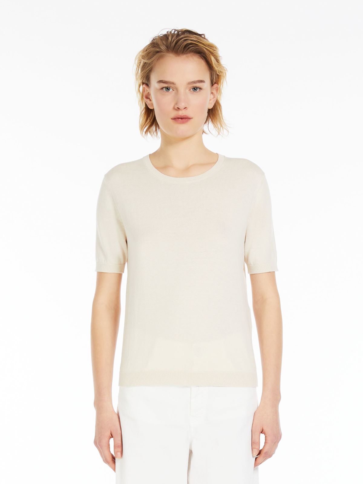 Silk and cotton yarn T-shirt