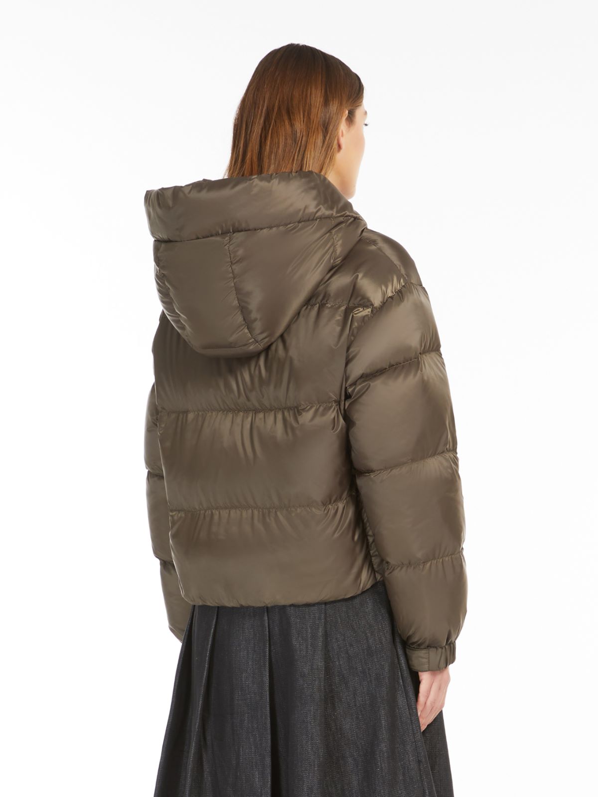 Cropped down jacket in quilted water-repellent fabric