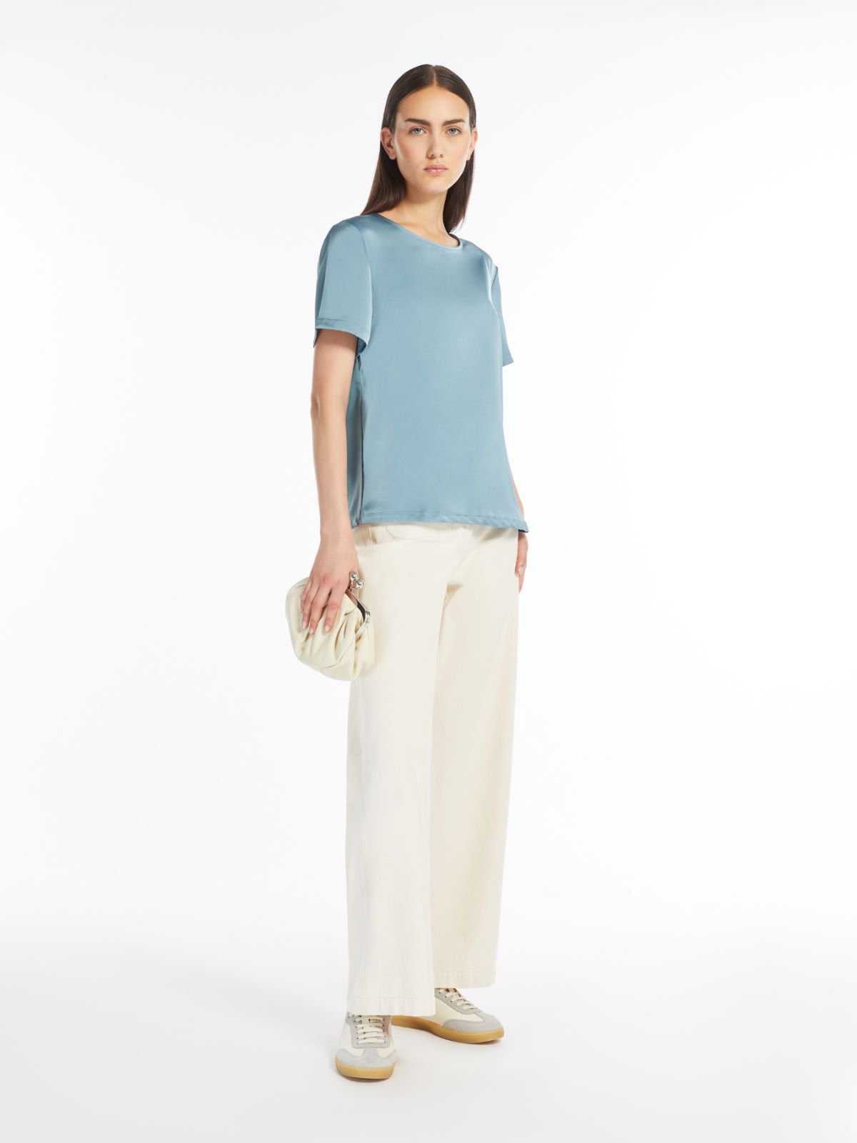 Satin and jersey T-shirt