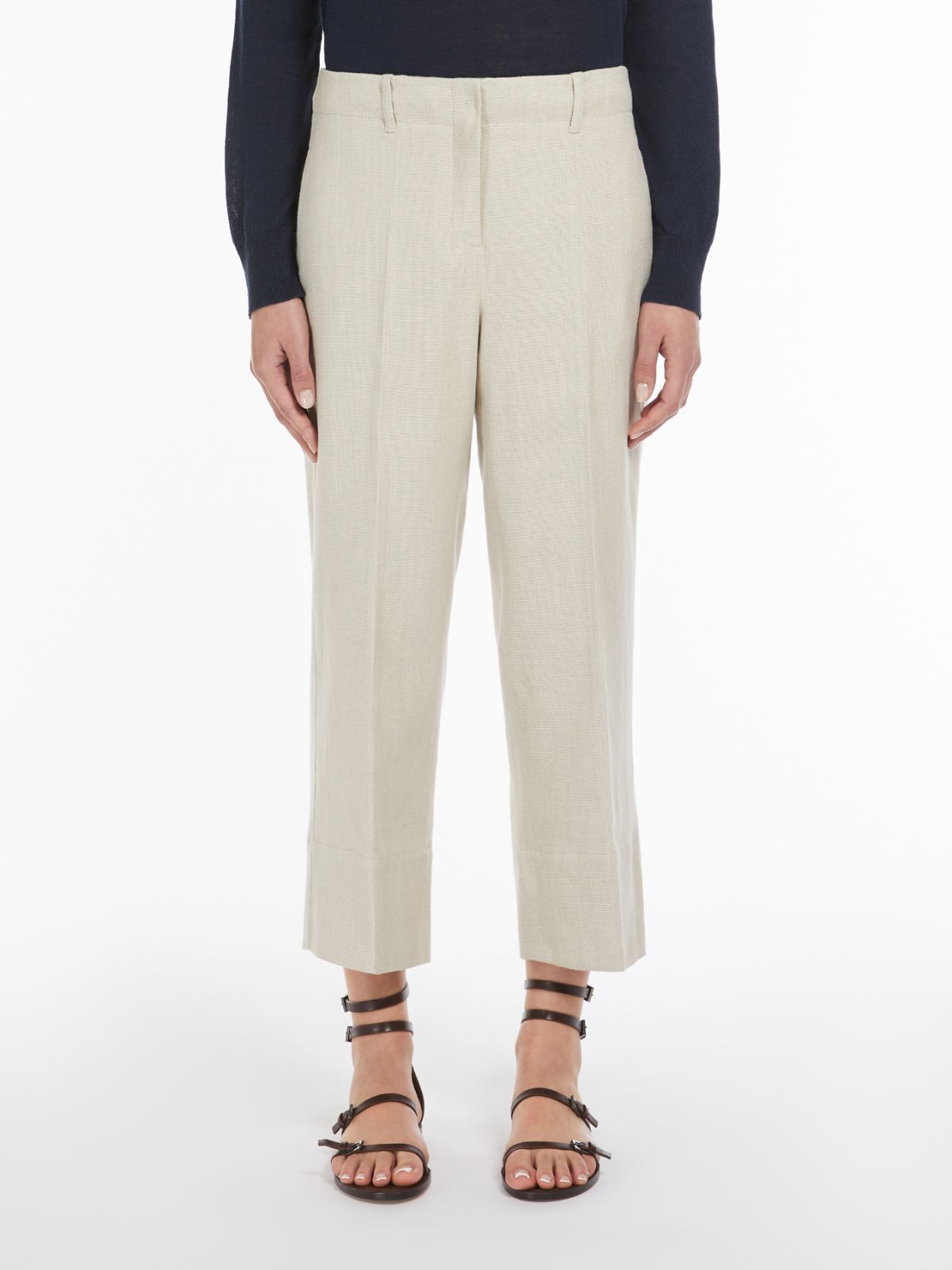 Straight-fit linen and cotton trousers