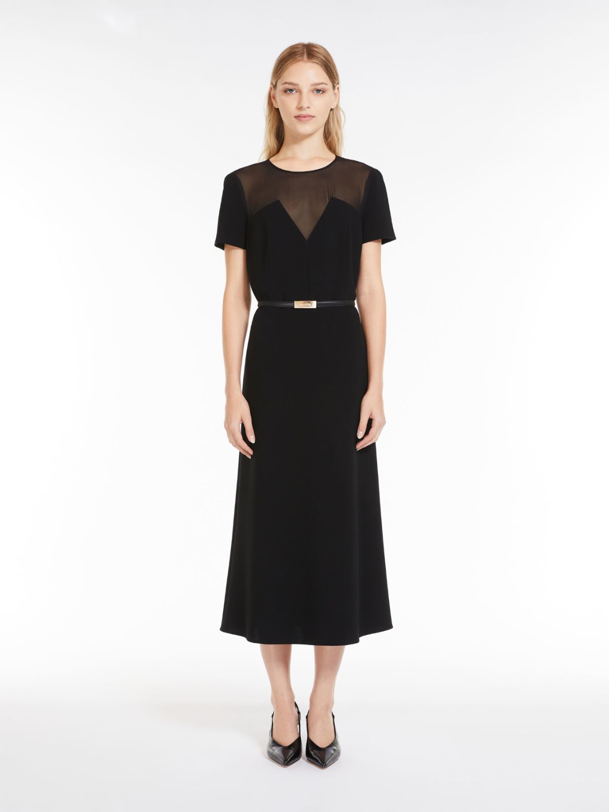 Cady dress with georgette inserts