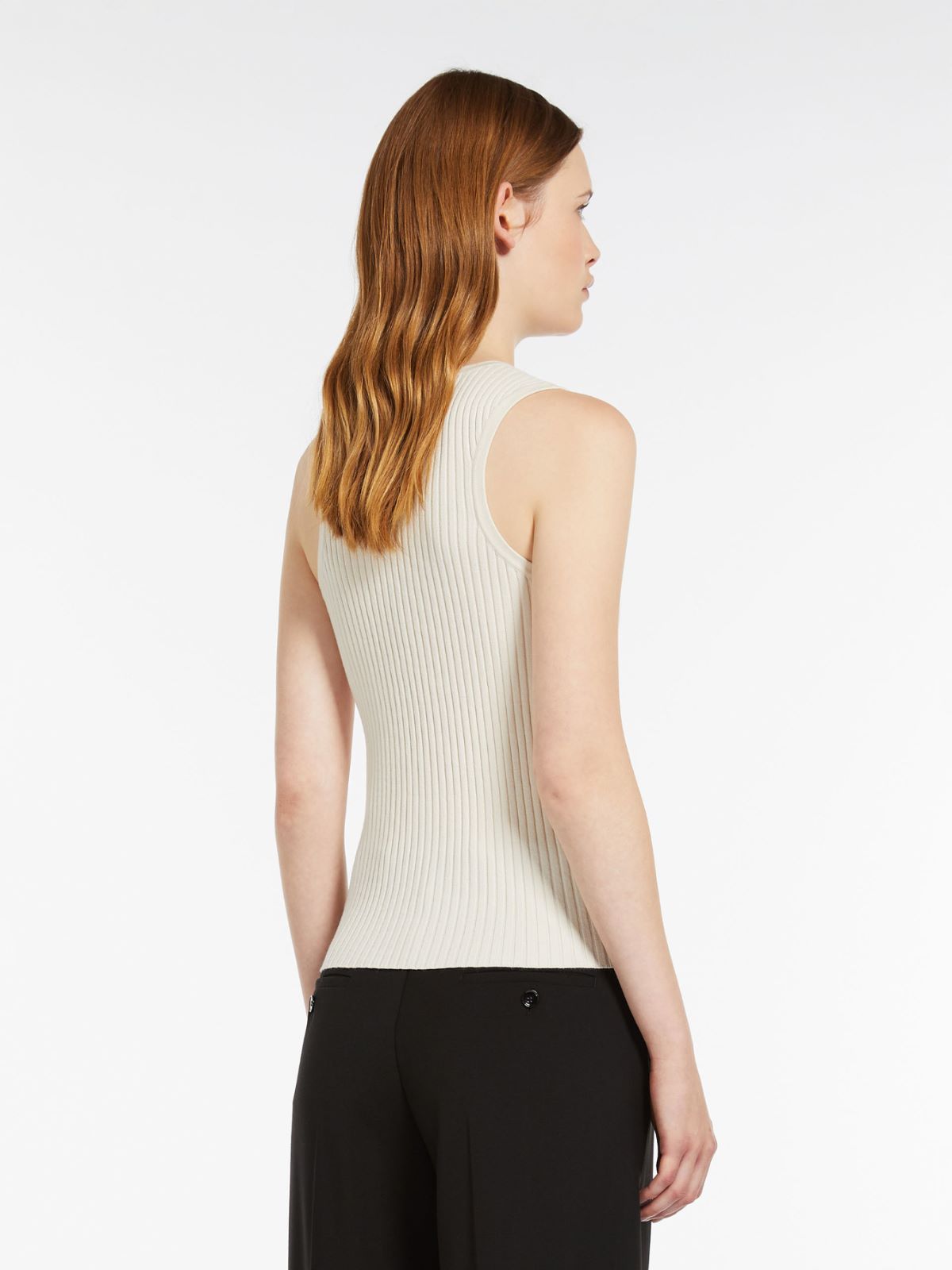 Rib-knit viscose yarn top