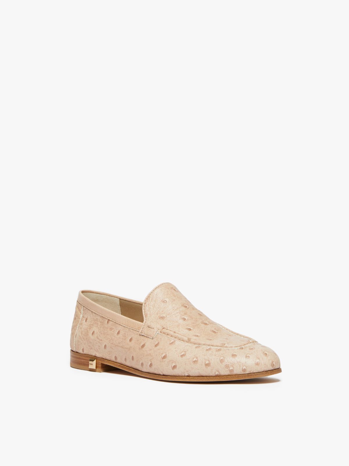 Ostrich-print leather loafers