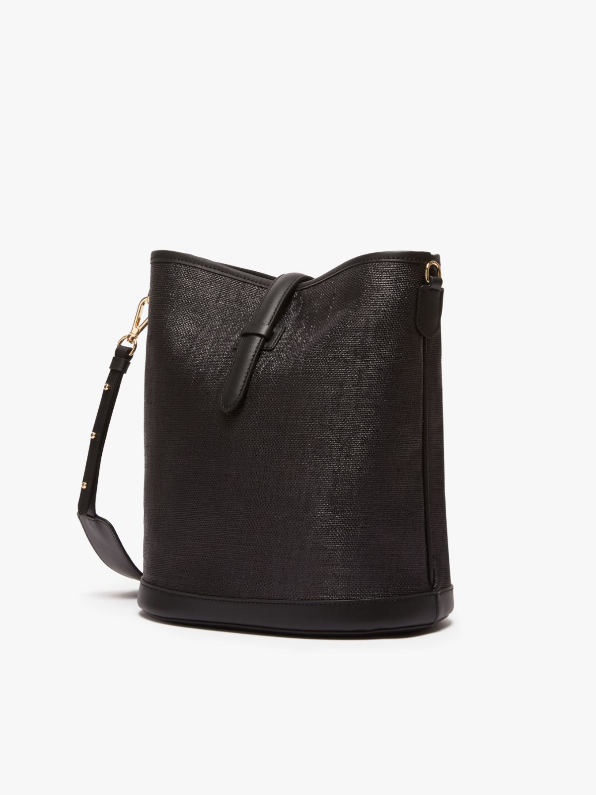 Raffia-look fabric bucket bag