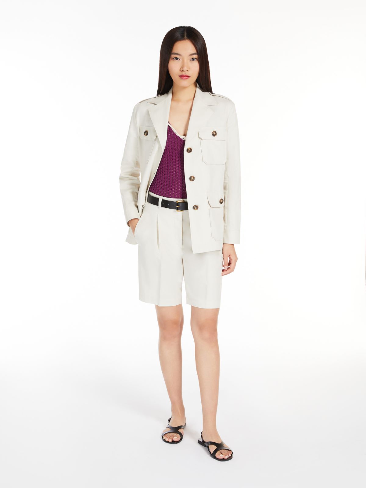 Crochet-knit cotton vest top