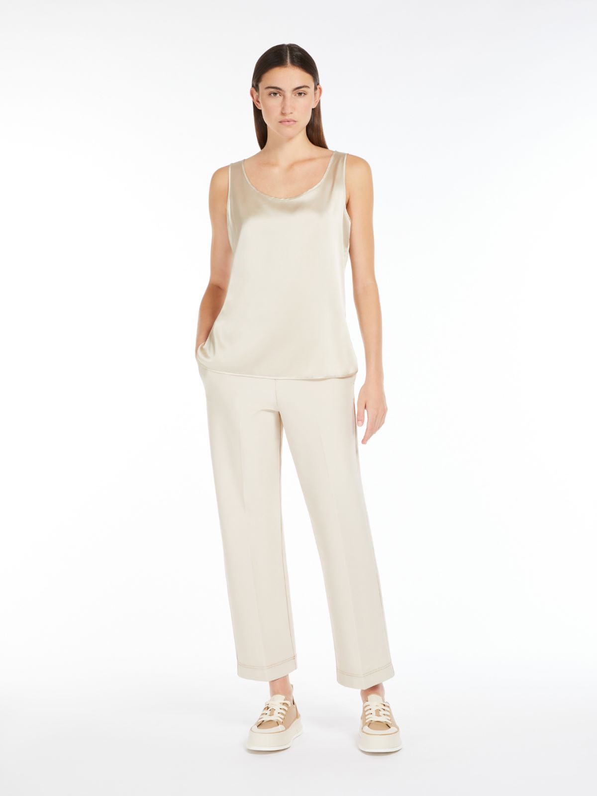 Stretch silk satin top