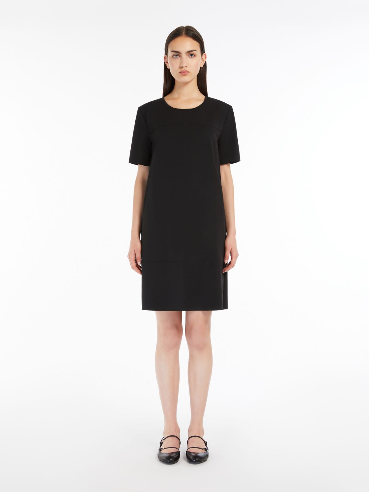Technical jersey flared dress