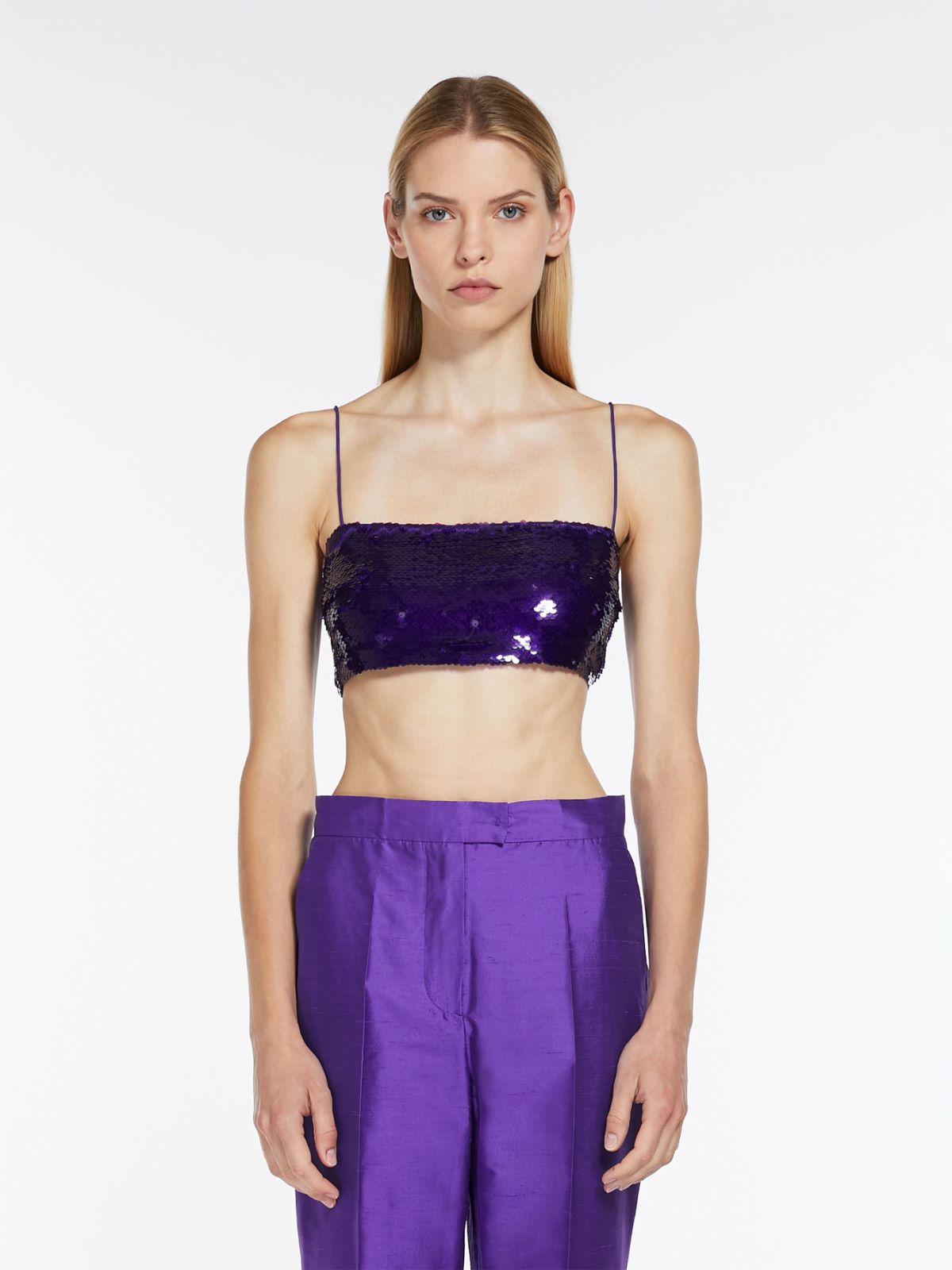 Georgette crop top with sequins