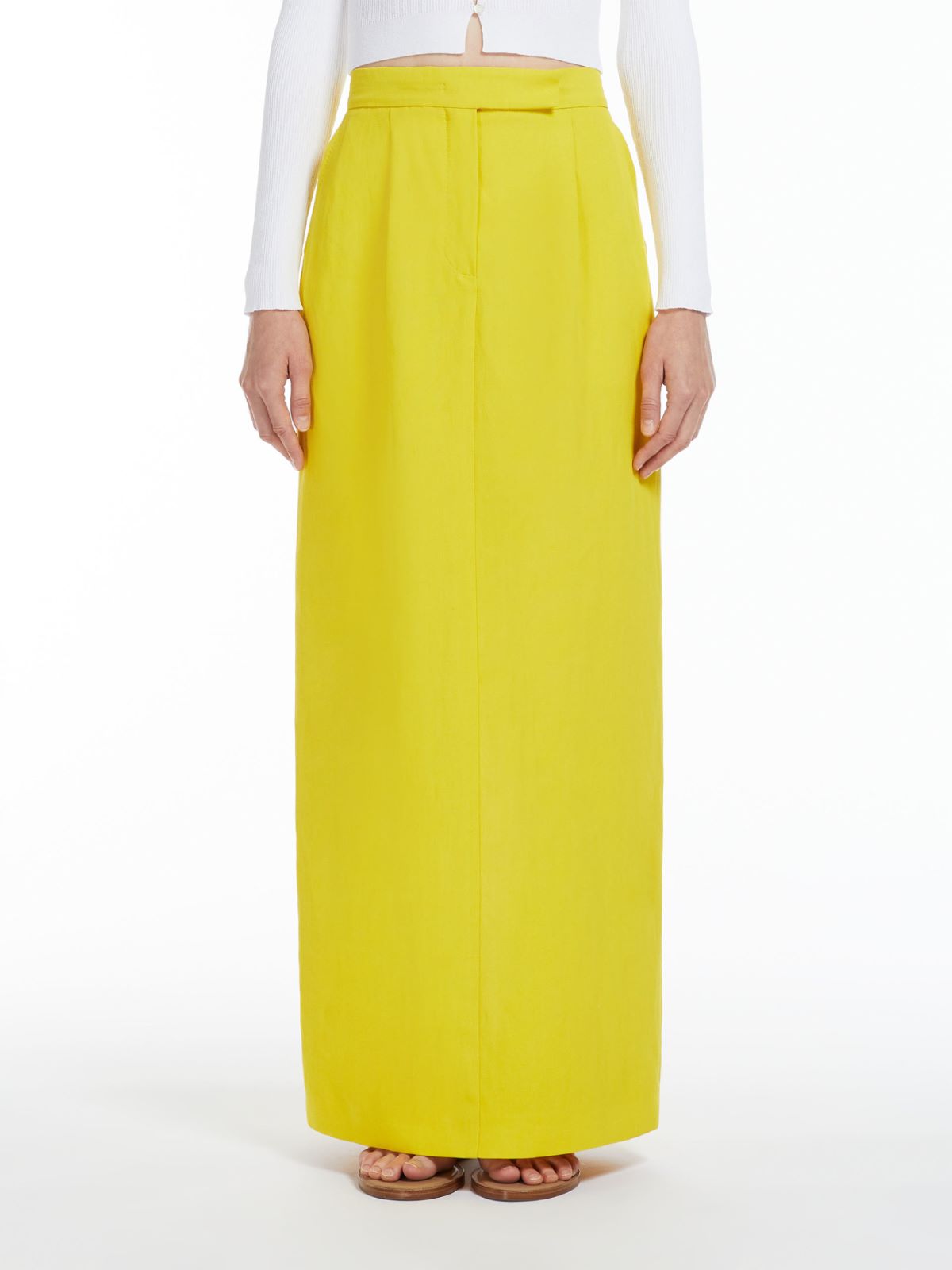 Long viscose and linen skirt