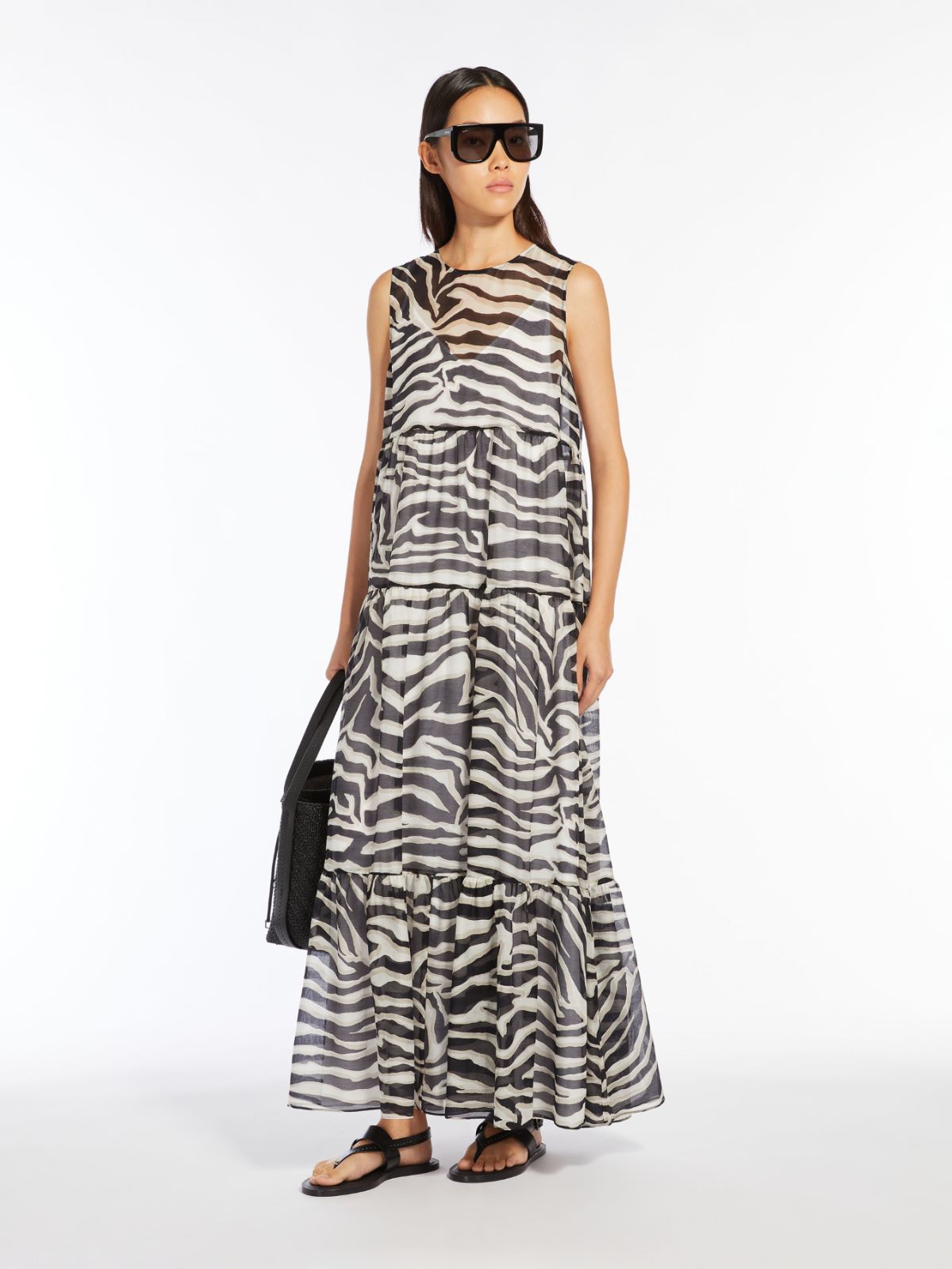 Long animal-print muslin dress