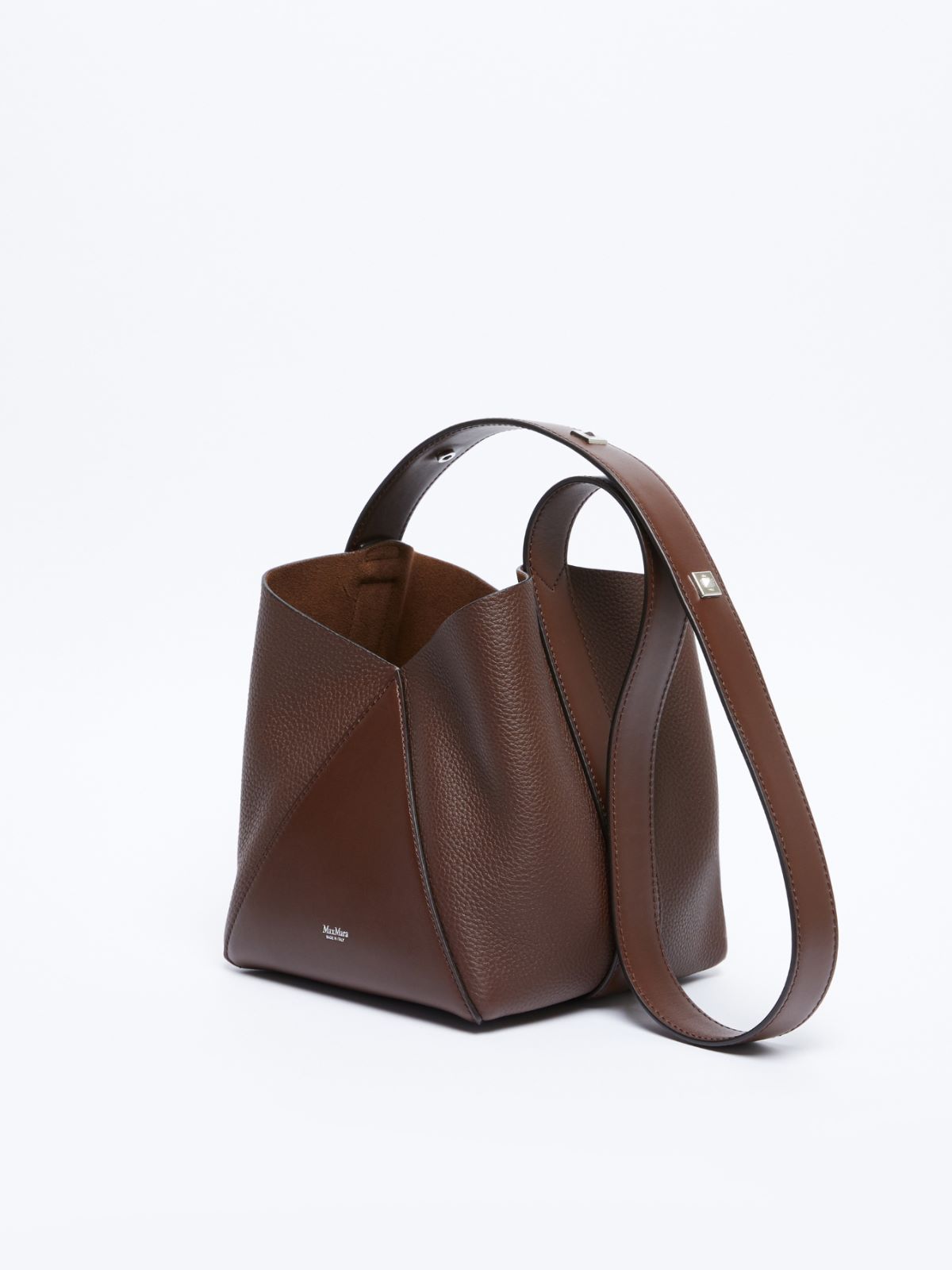 Small bucket bag in deer-print leather