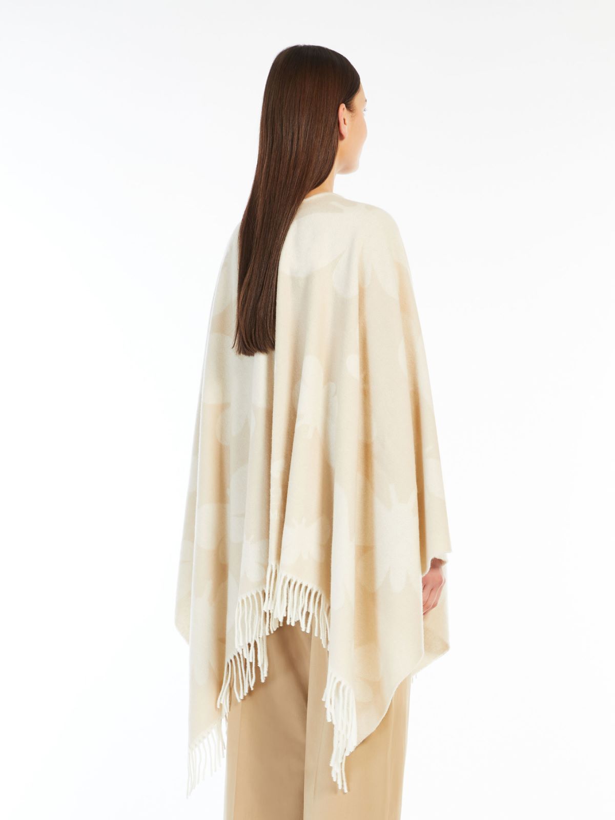 Jacquard wool poncho