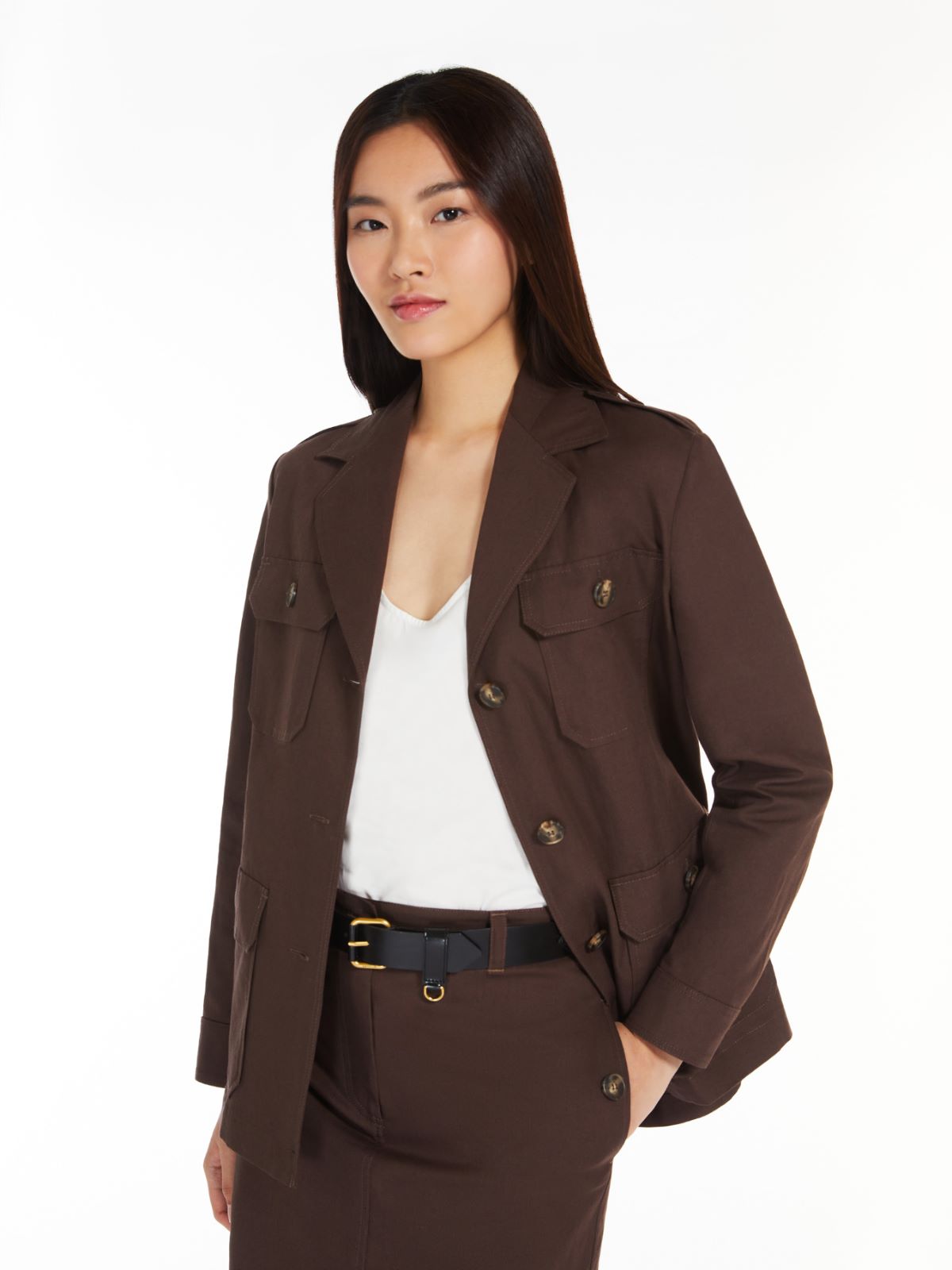 Cotton and linen canvas blazer