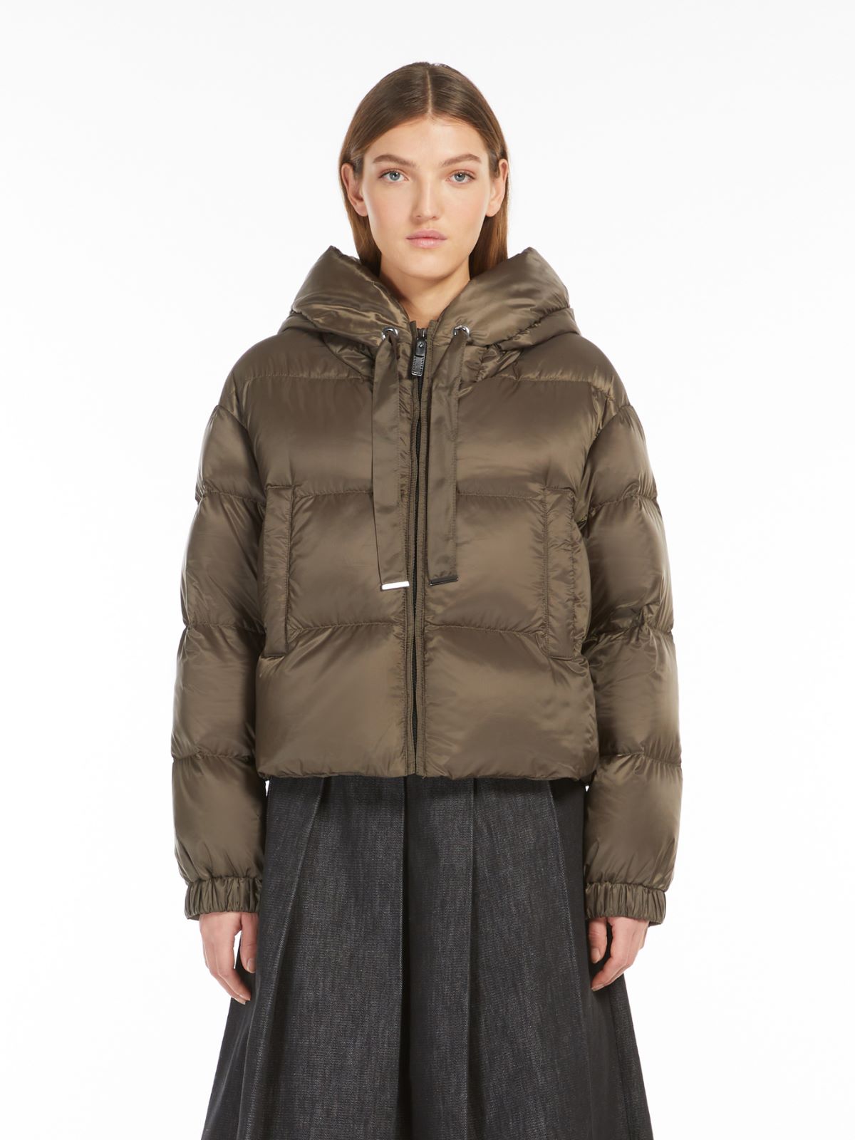 Cropped down jacket in quilted water-repellent fabric