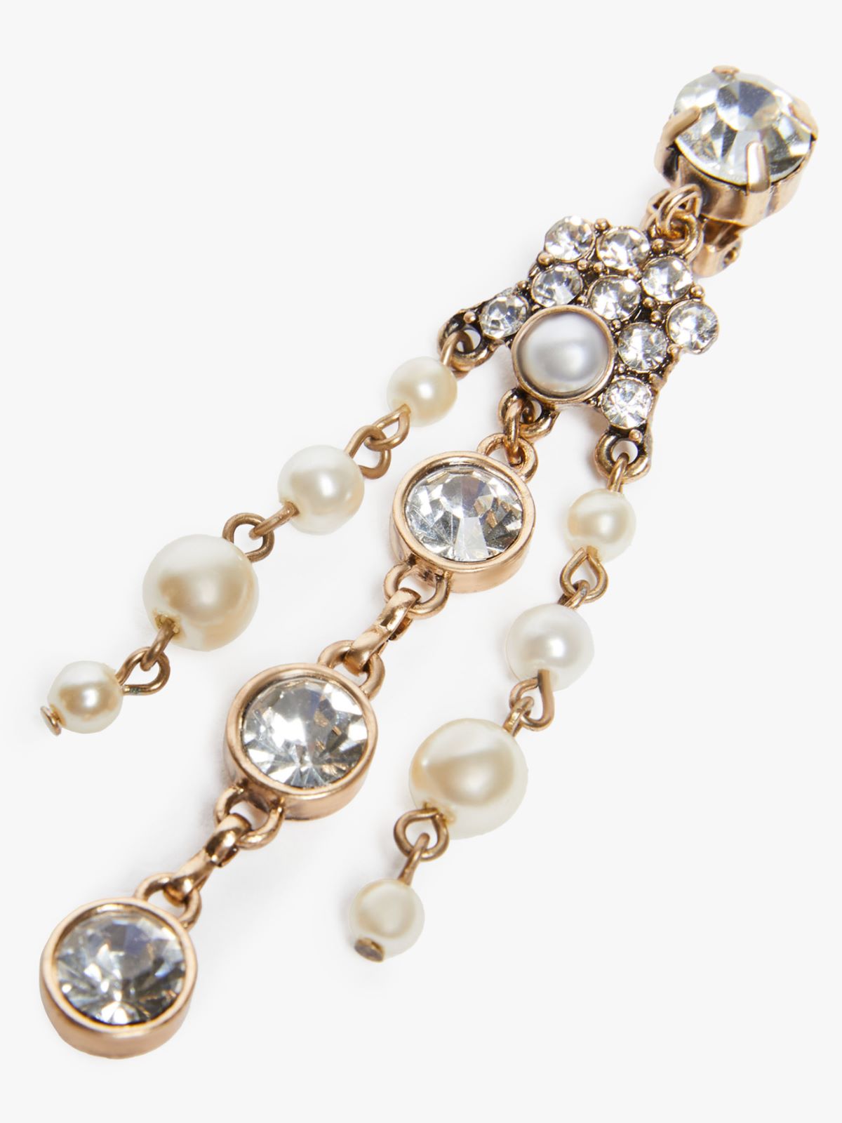 Pearl and rhinestone chandelier earrings