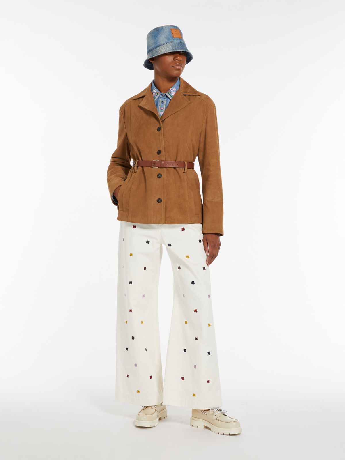 Embroidered cotton trousers