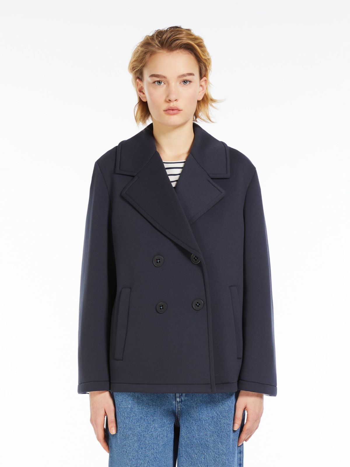 Short piqué jersey pea coat