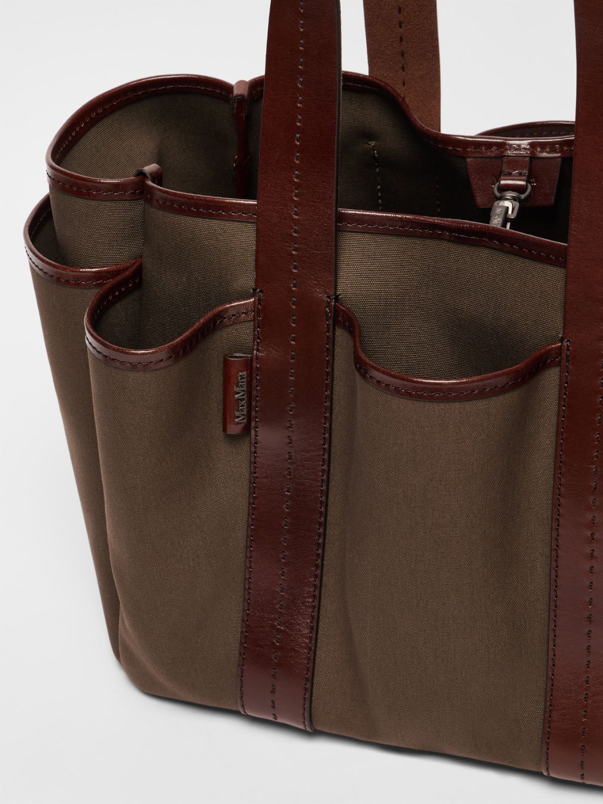 Canvas and leather Giardiniera tote bag