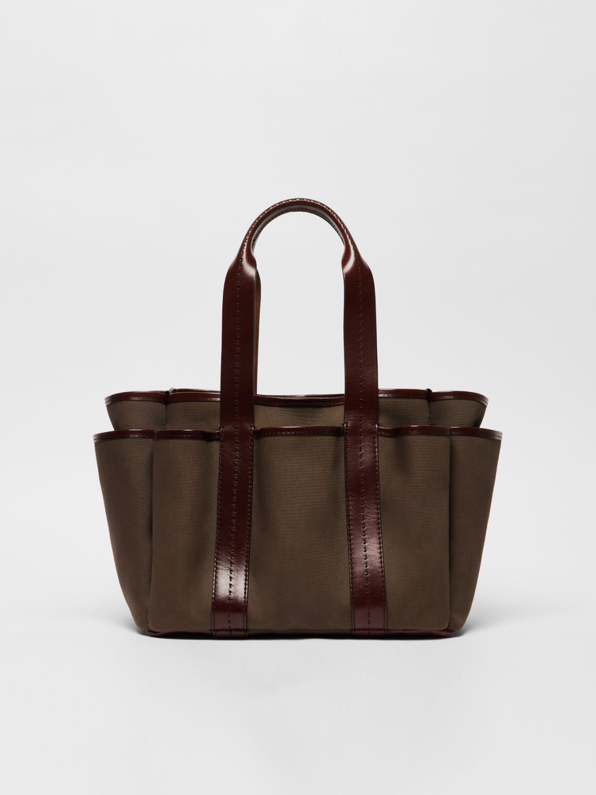 Canvas and leather Giardiniera tote bag