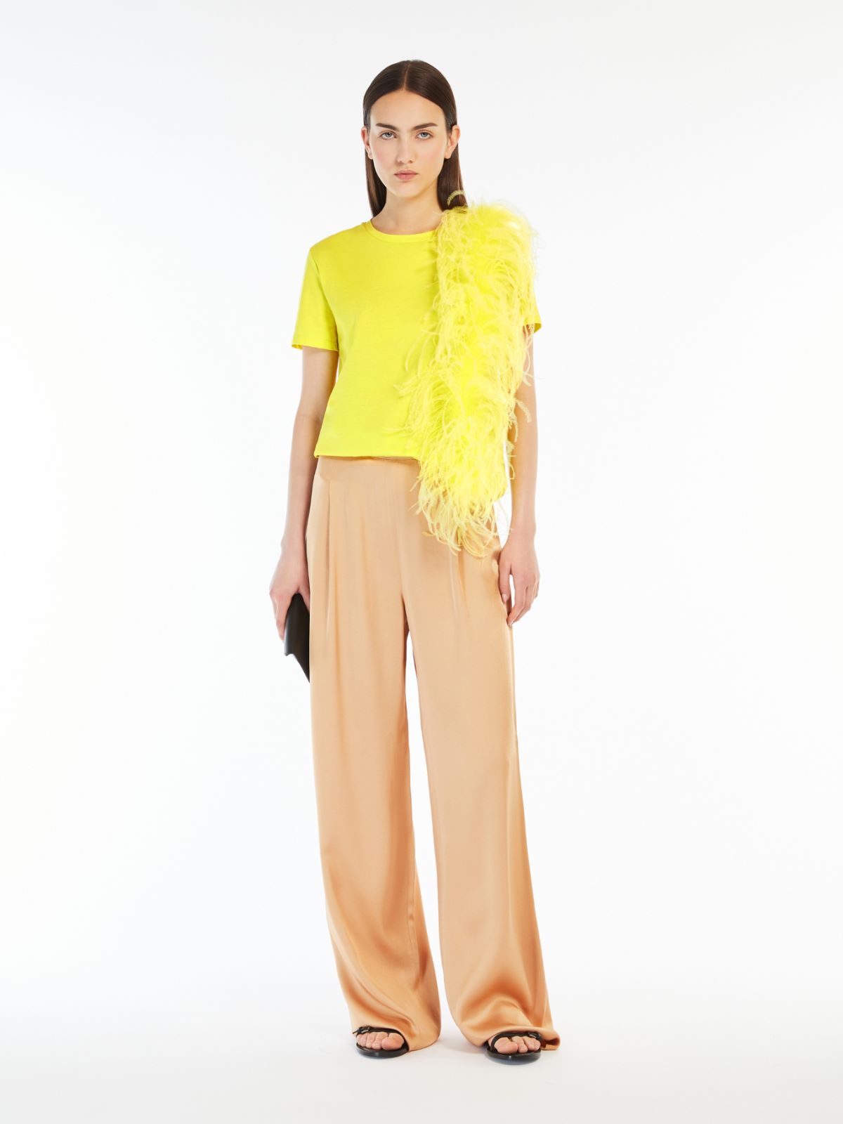 Feather-detail jersey T-shirt