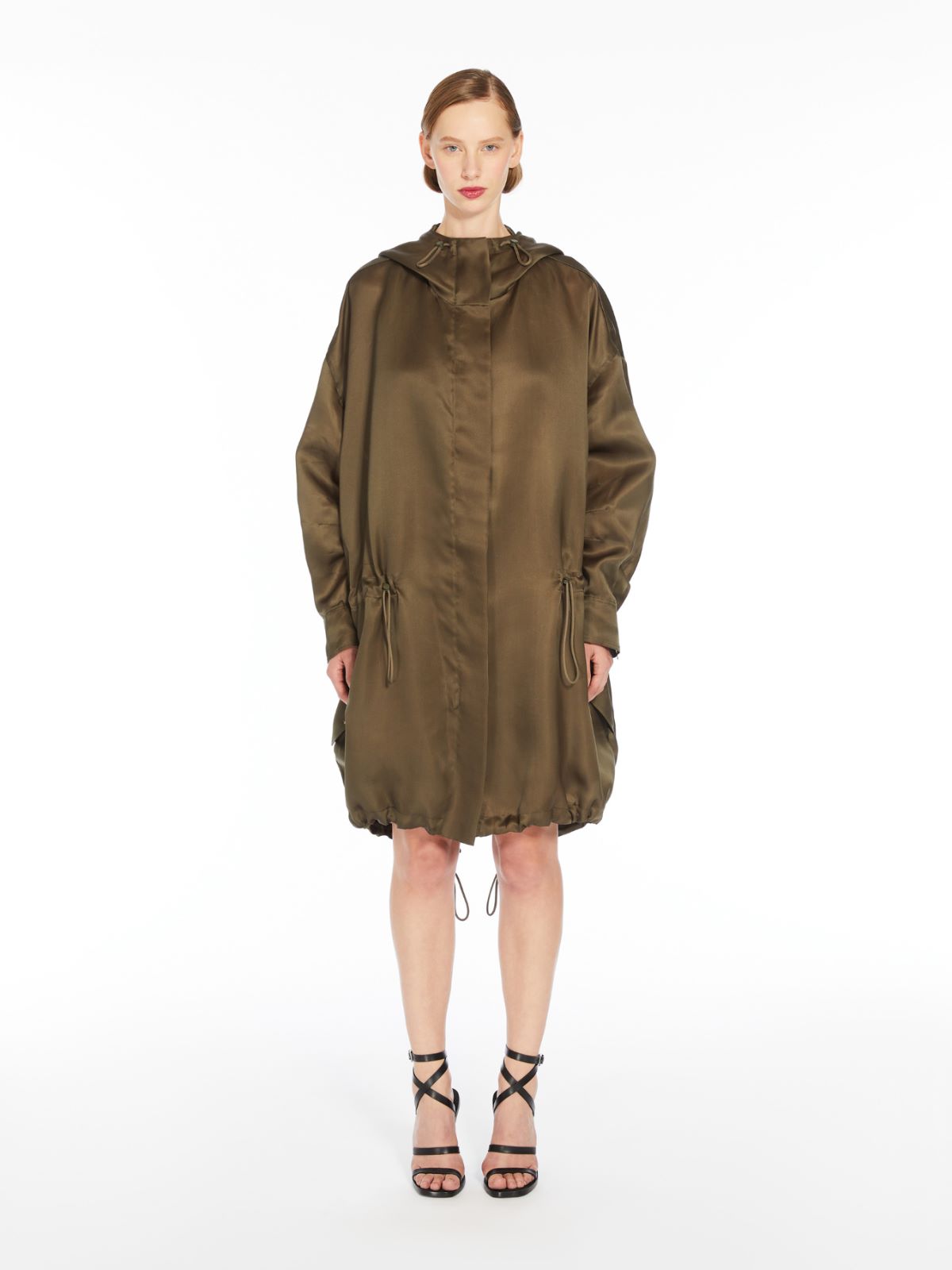 Oversized silk organza parka