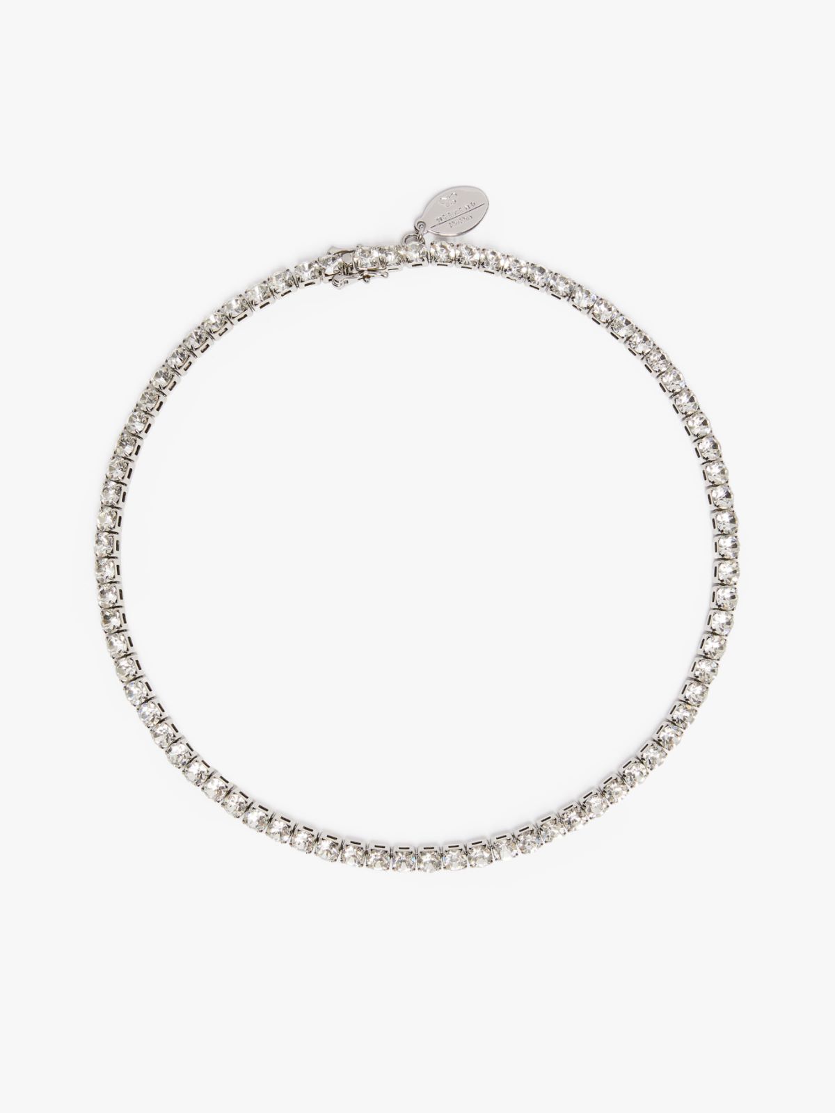 Rhinestone-adorned tennis choker necklace