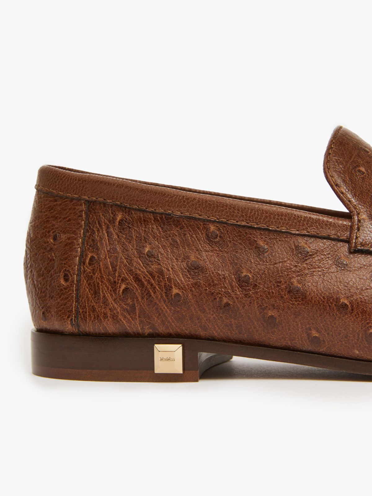 Ostrich-print leather loafers