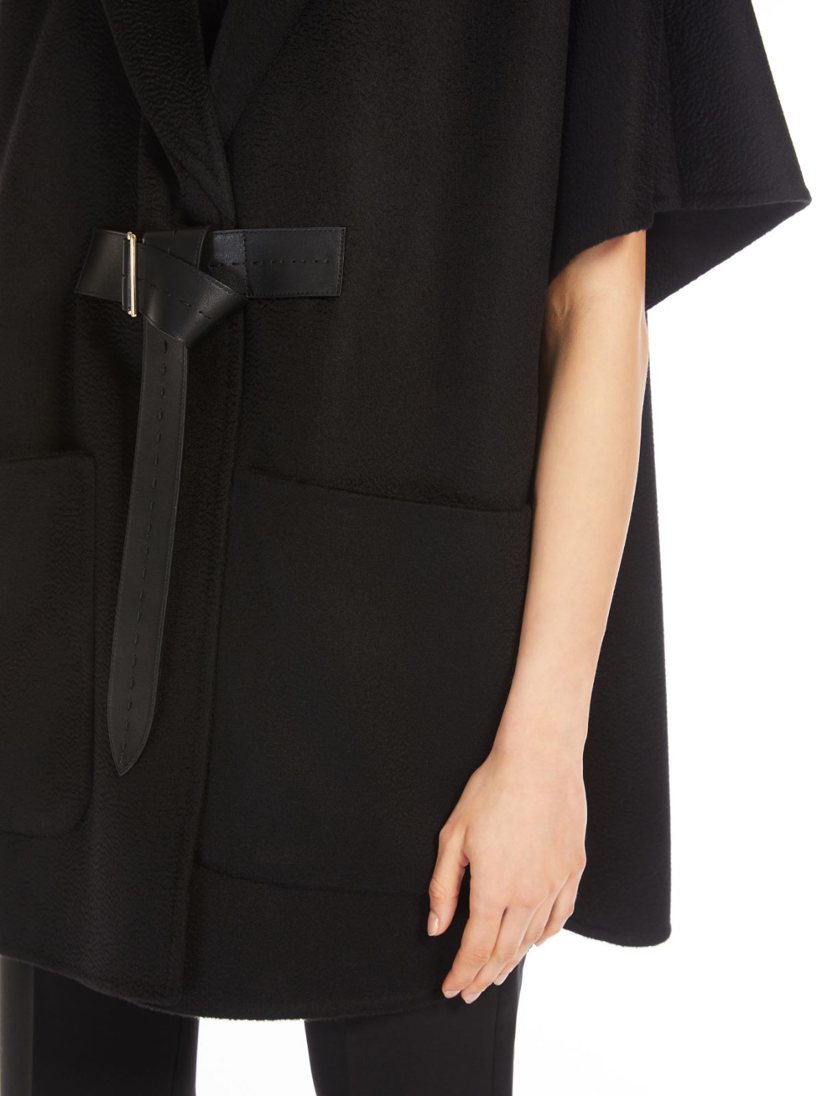 Sable-look cashmere cape