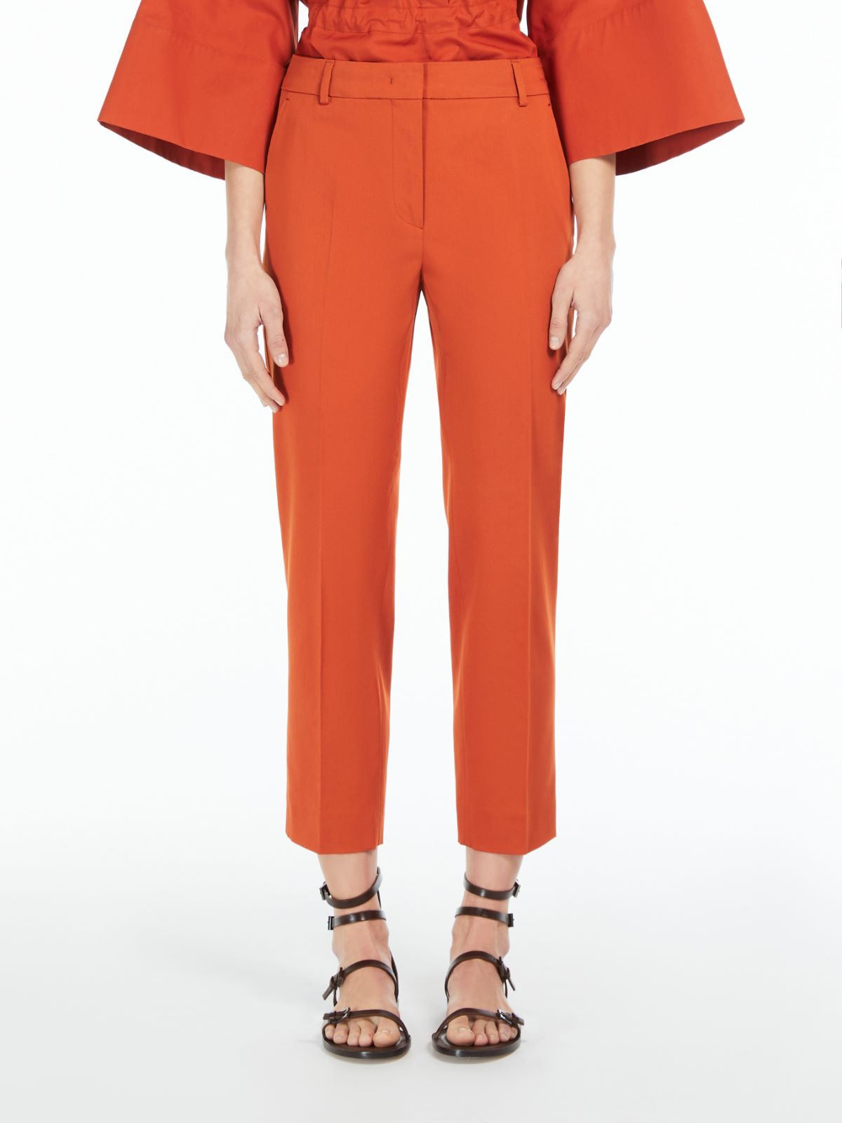 Stretch satin cropped trousers