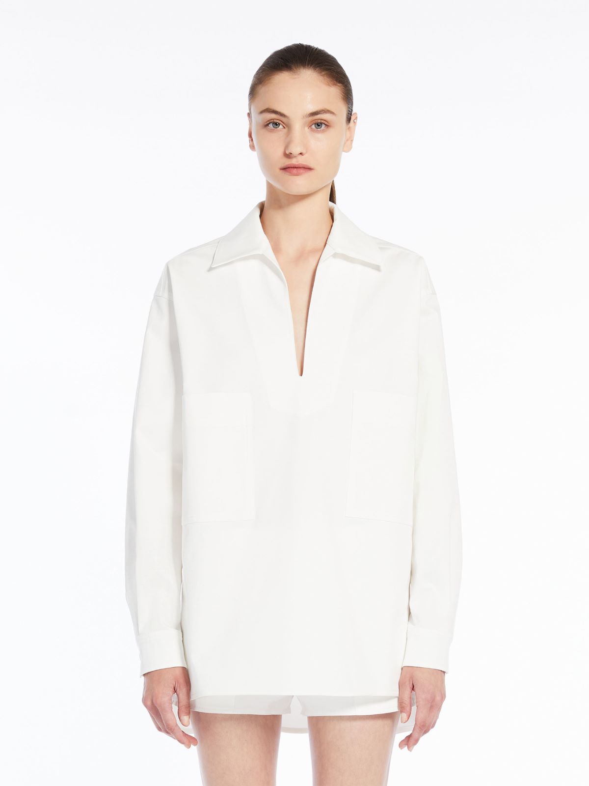 Oversized shirt in stretch gabardine