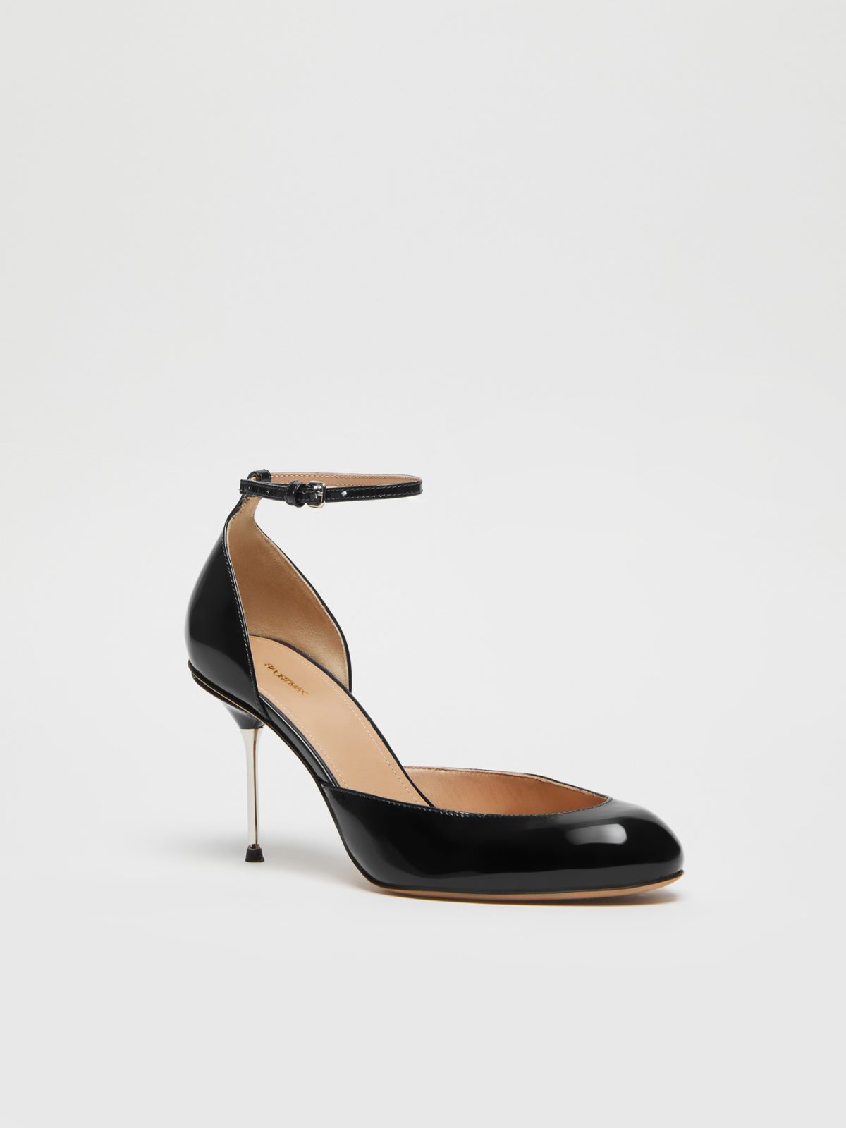 Patent-leather Mary Jane court shoes