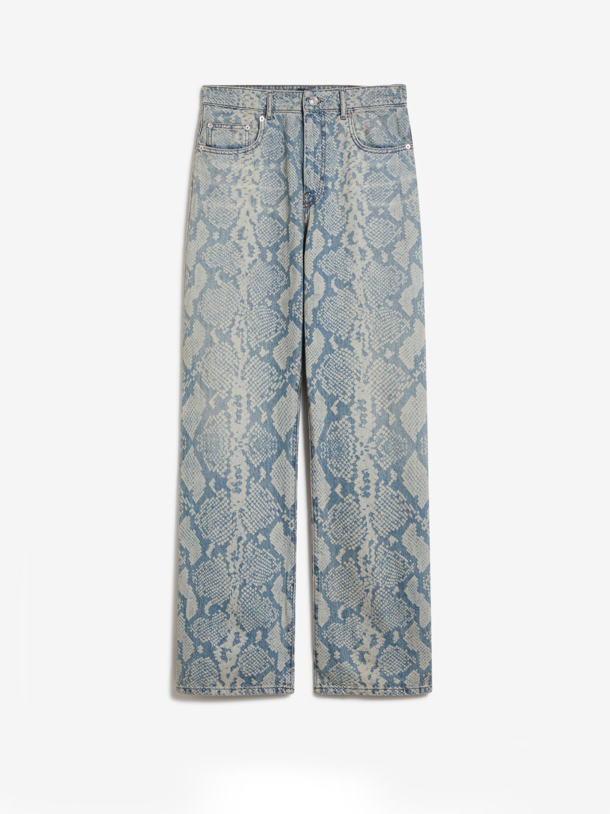 Five-pocket trousers with python print