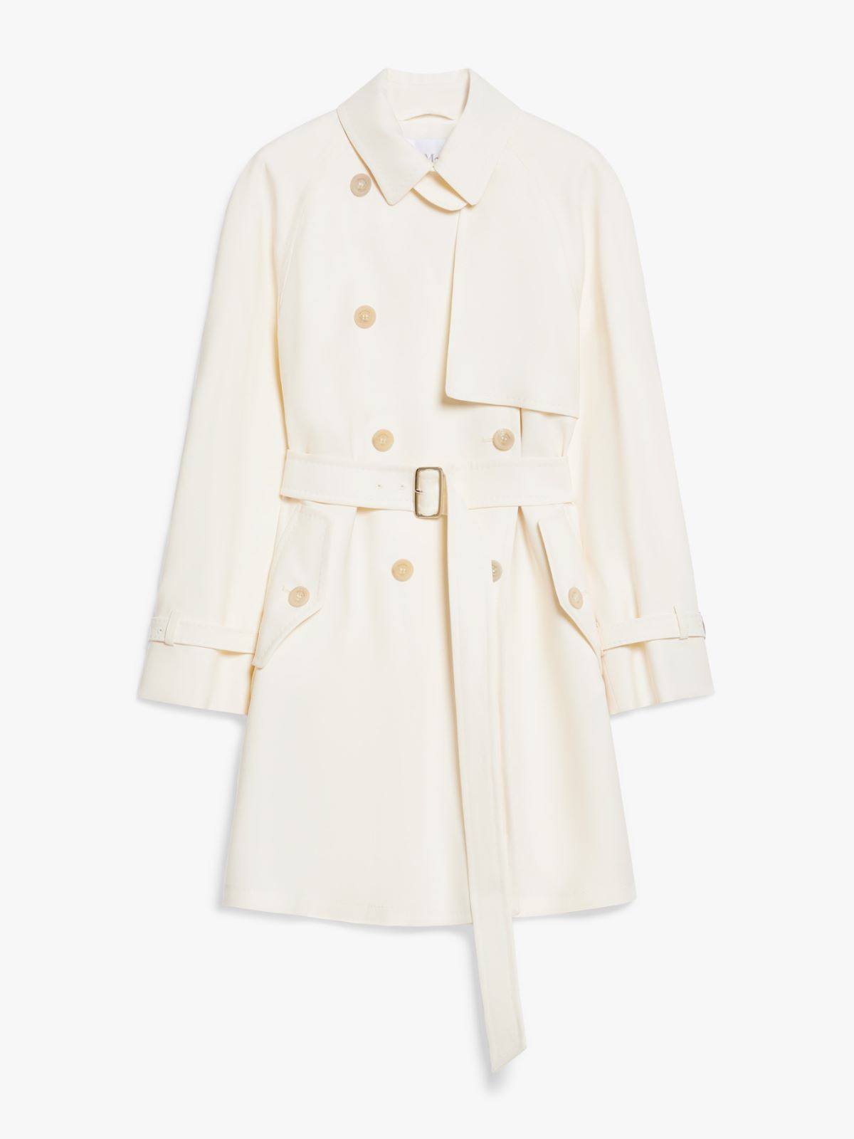 Flared trench coat in wool and silk