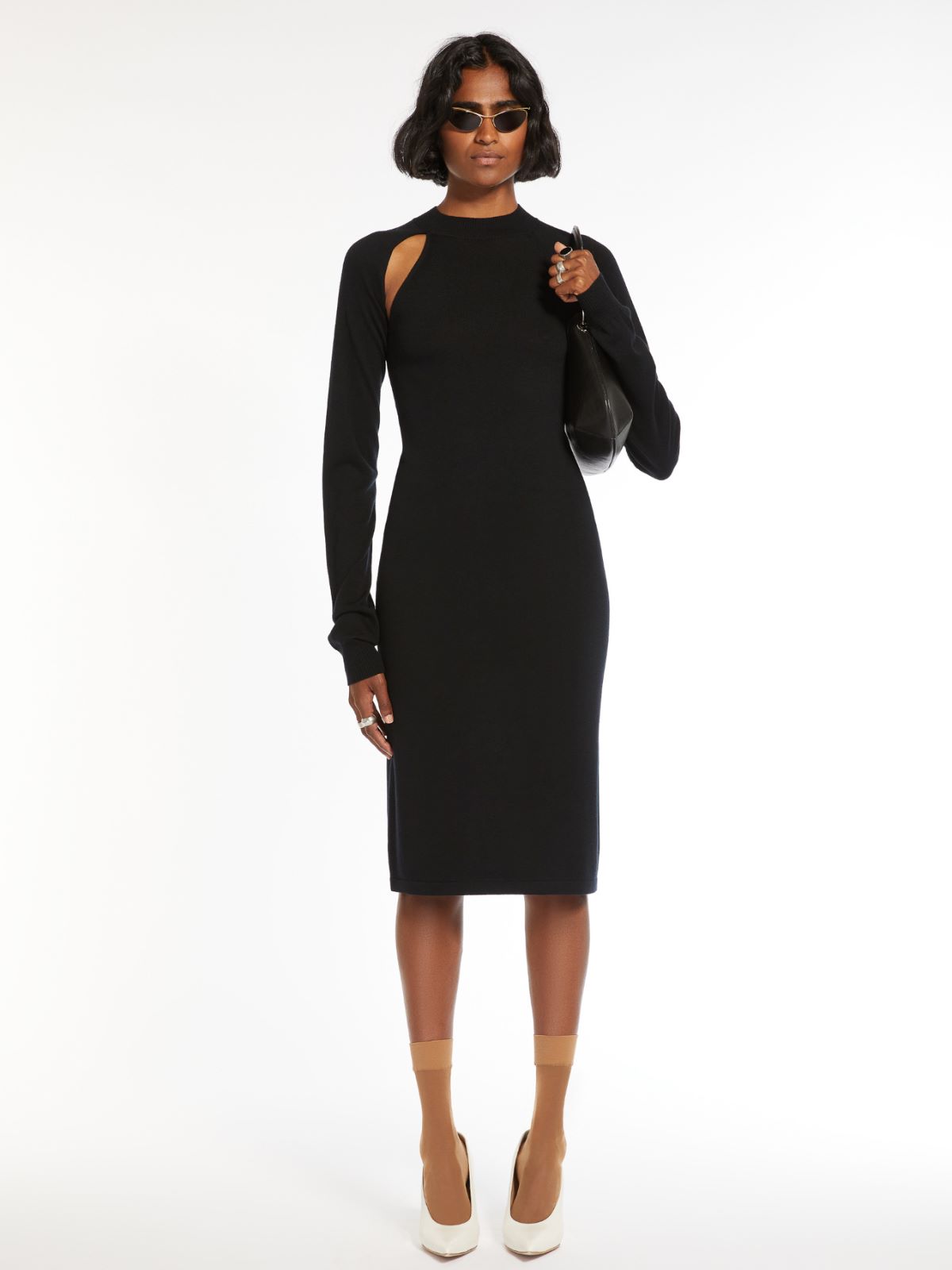 Slim-fit knitted wool and silk dress