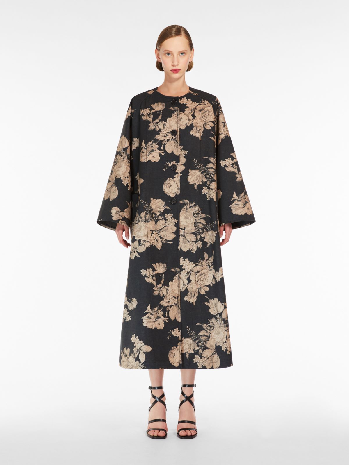 Printed canvas oversized coat