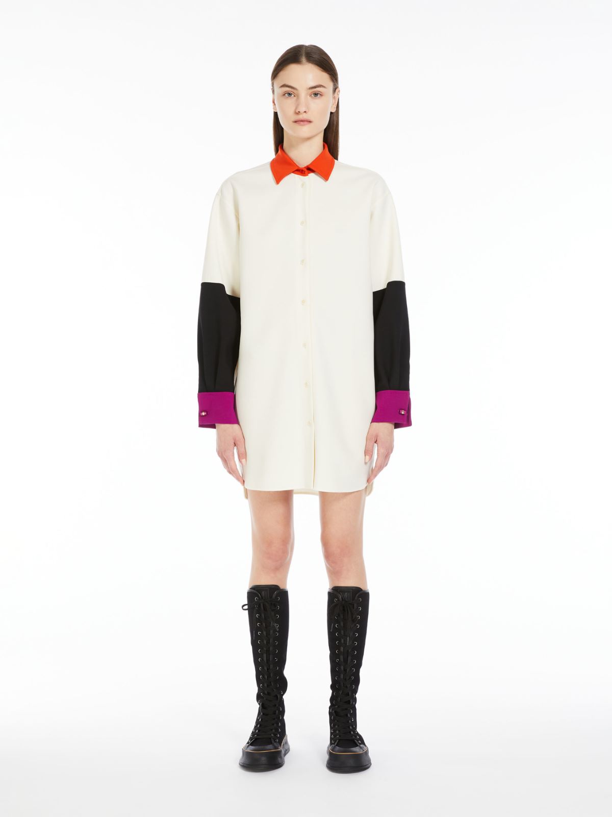 Short wool shirt dress