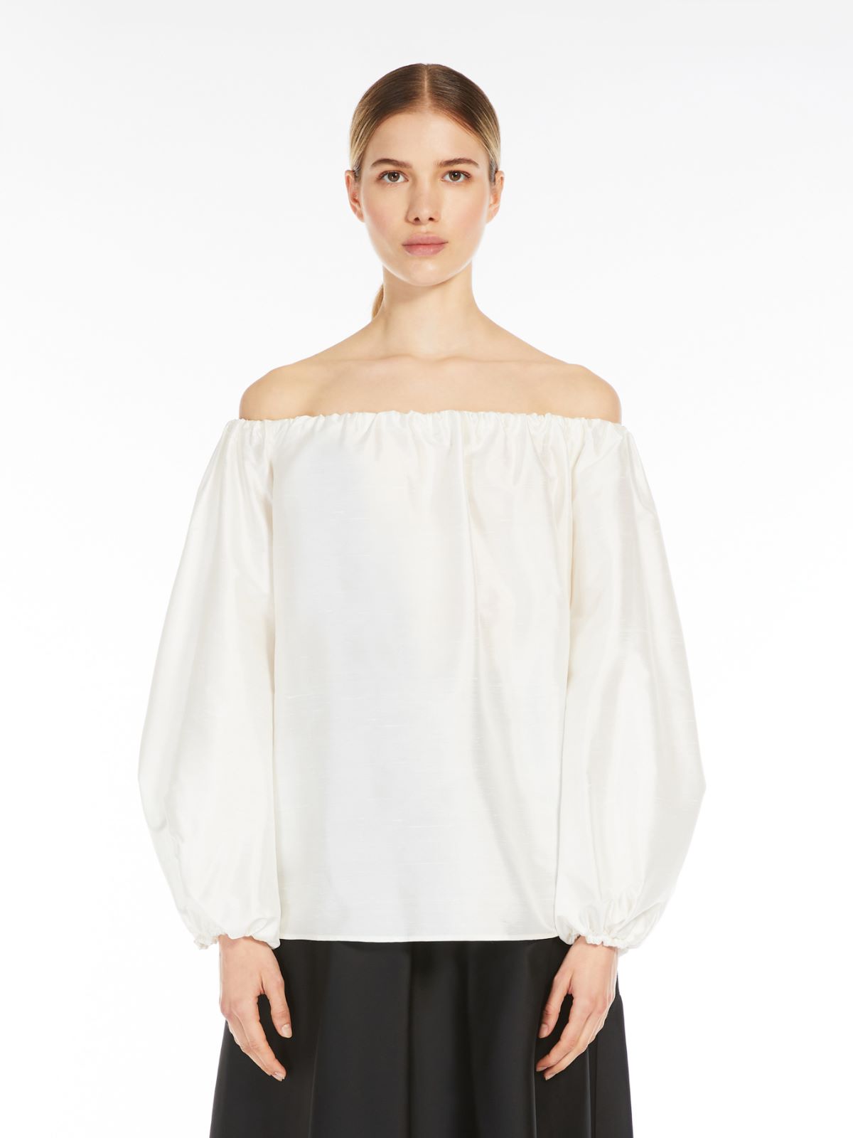 Silk off-shoulder blouse