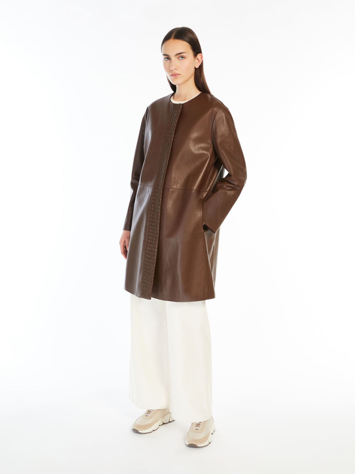Nappa leather duster coat