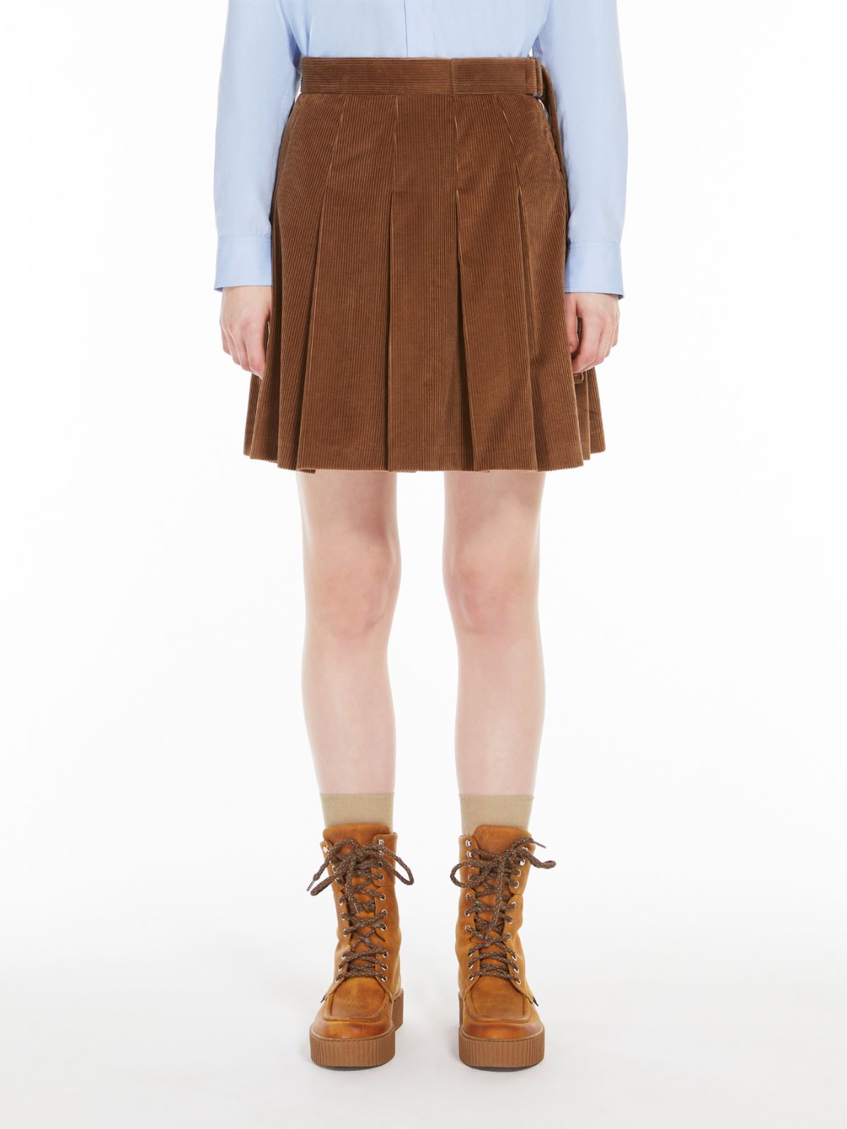 Pleated velvet mini skirt