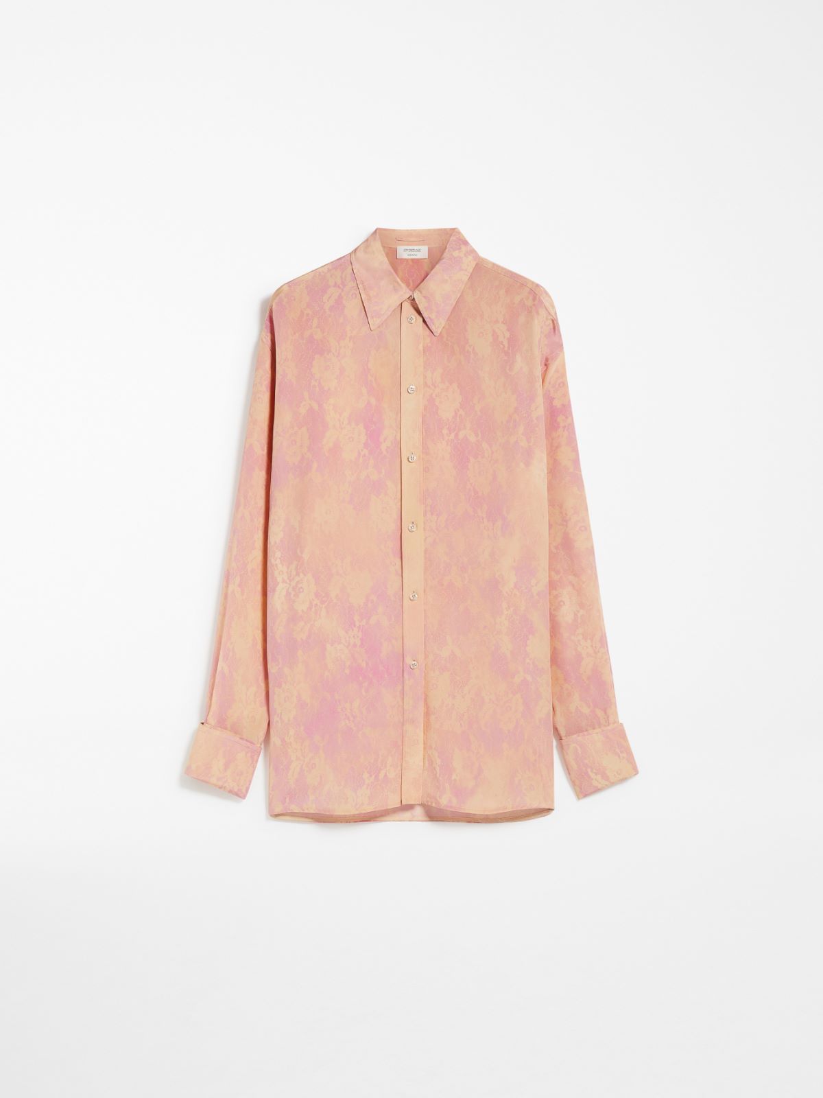 Oversized lace-print silk tunic