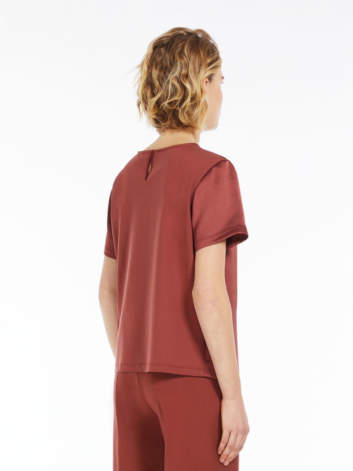 Technical satin and jersey T-shirt