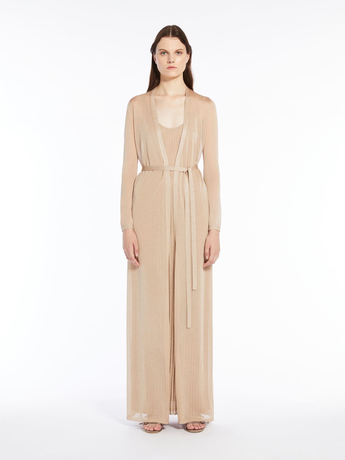 Lurex viscose yarn cardigan